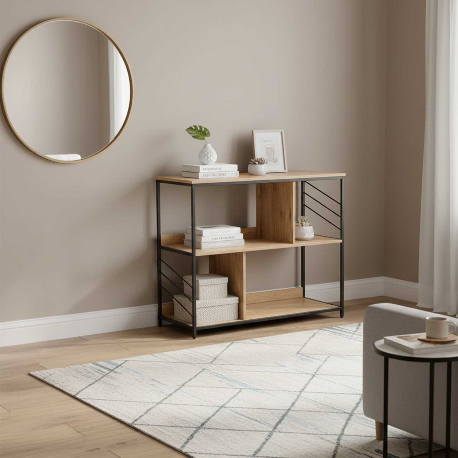 Riiul DIMITRA 100x40xH83,5cm, rustik/must