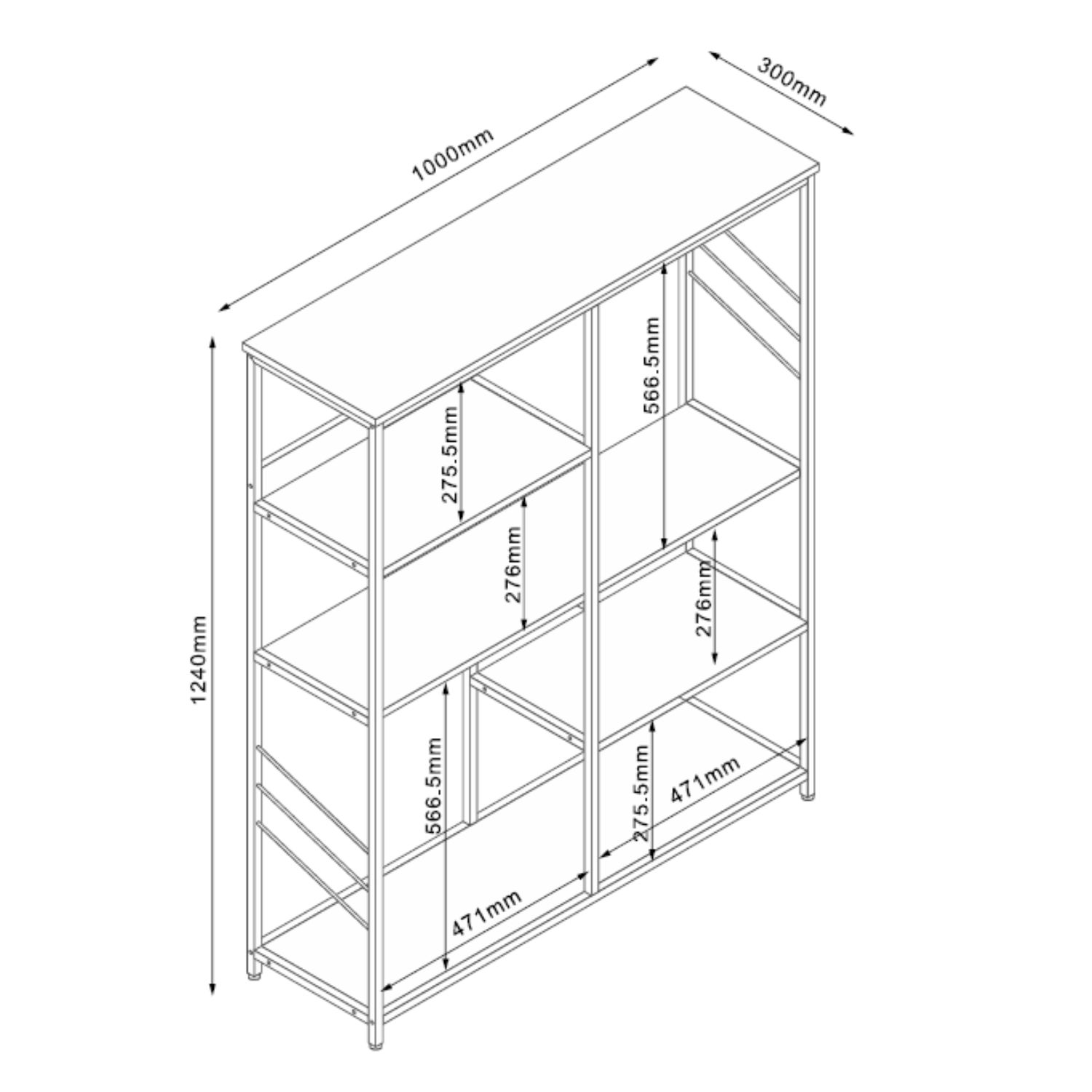 Riiul DIMITRA 100x30xH124cm, rustik/must