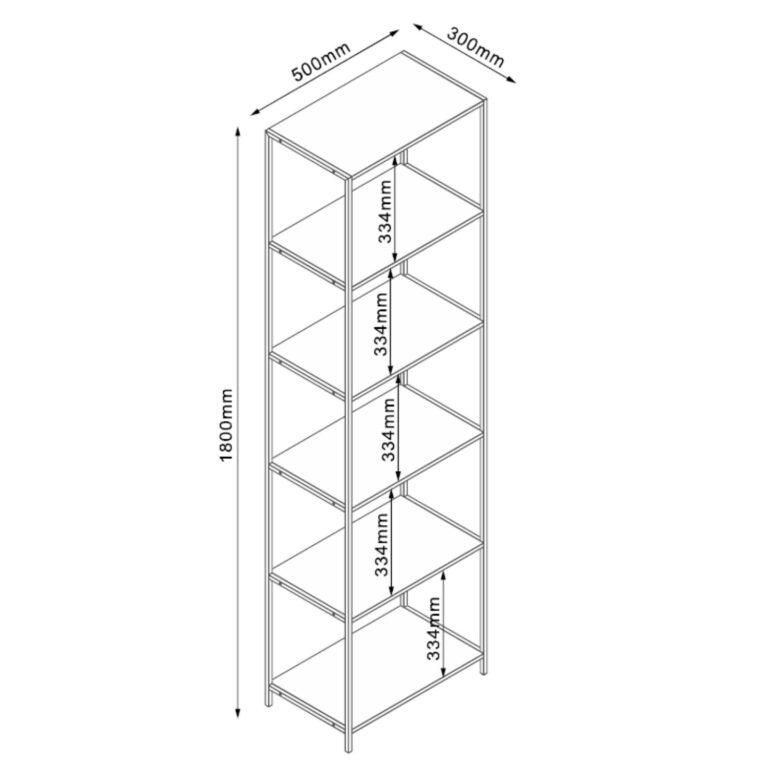 Riiul HARPER 50x30xH180cm, saar/must - Image 5