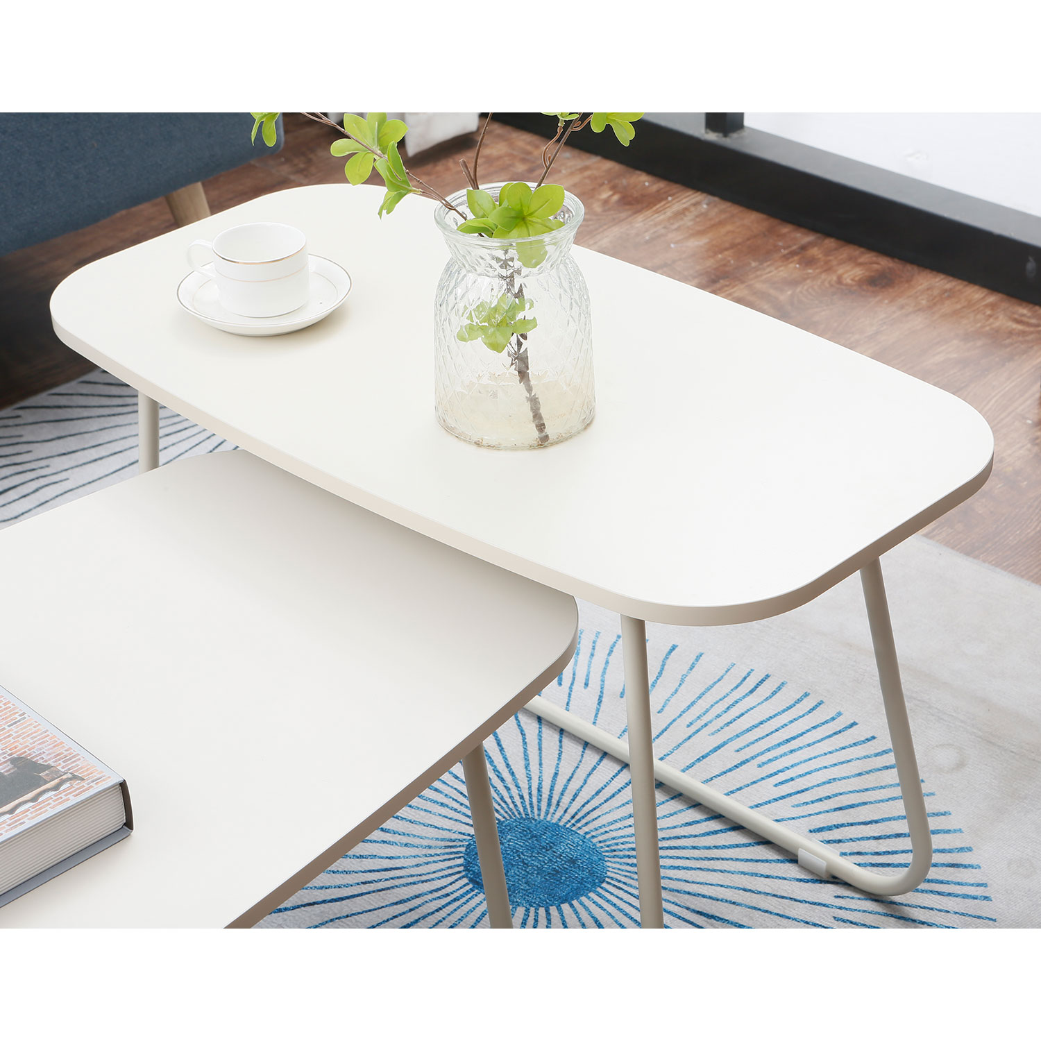 Diivanilaud DUO 2tk 120x48xH40cm, 75x40xH48cm, hele puit/beež