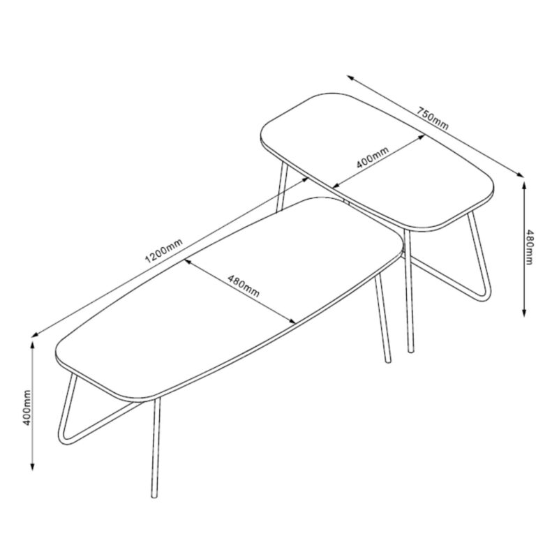 Diivanilaud DUO 2tk 120x48xH40cm, 75x40xH48cm, saar/must - Image 5