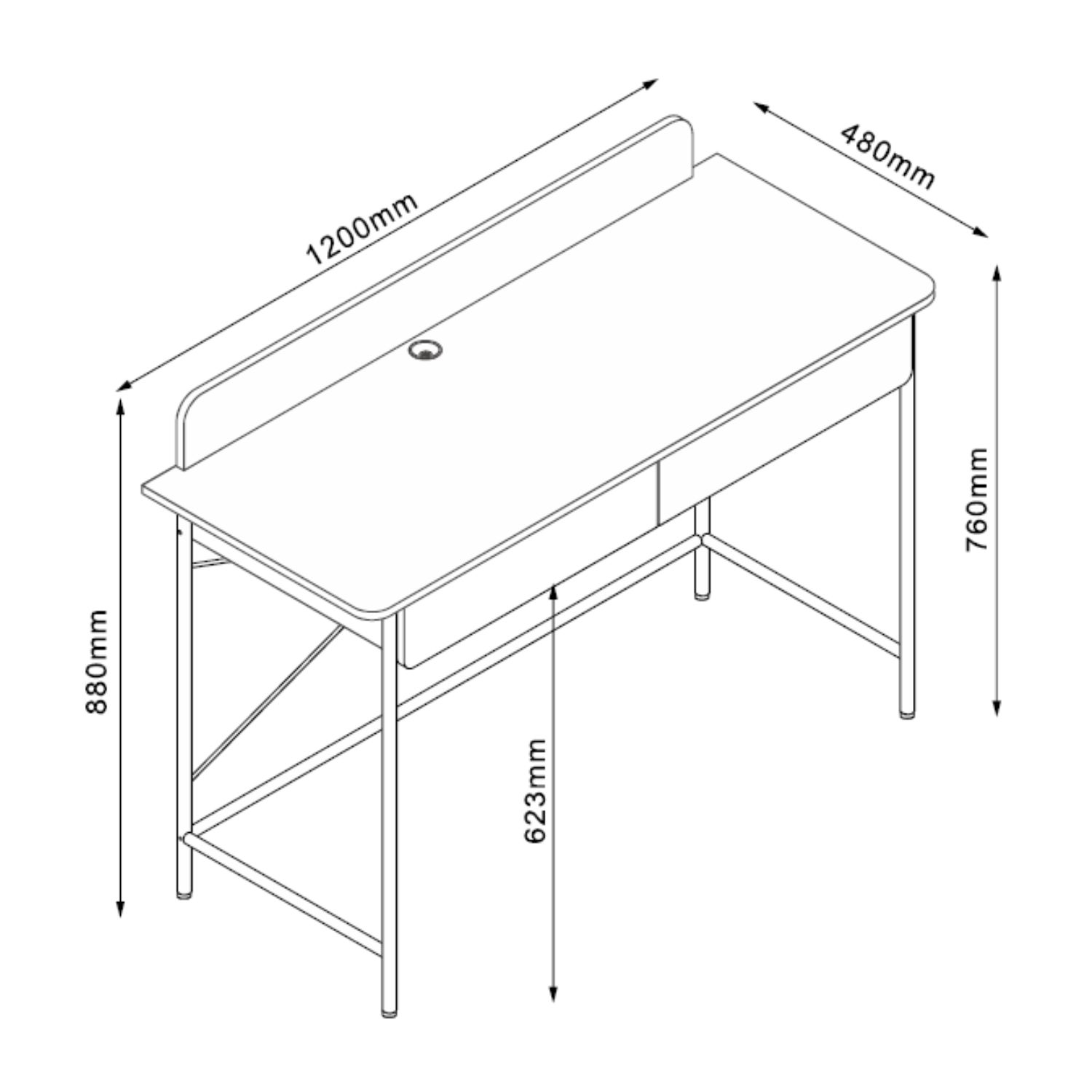 Kirjutuslaud FERDIE 120x48xH88cm, saar/valge