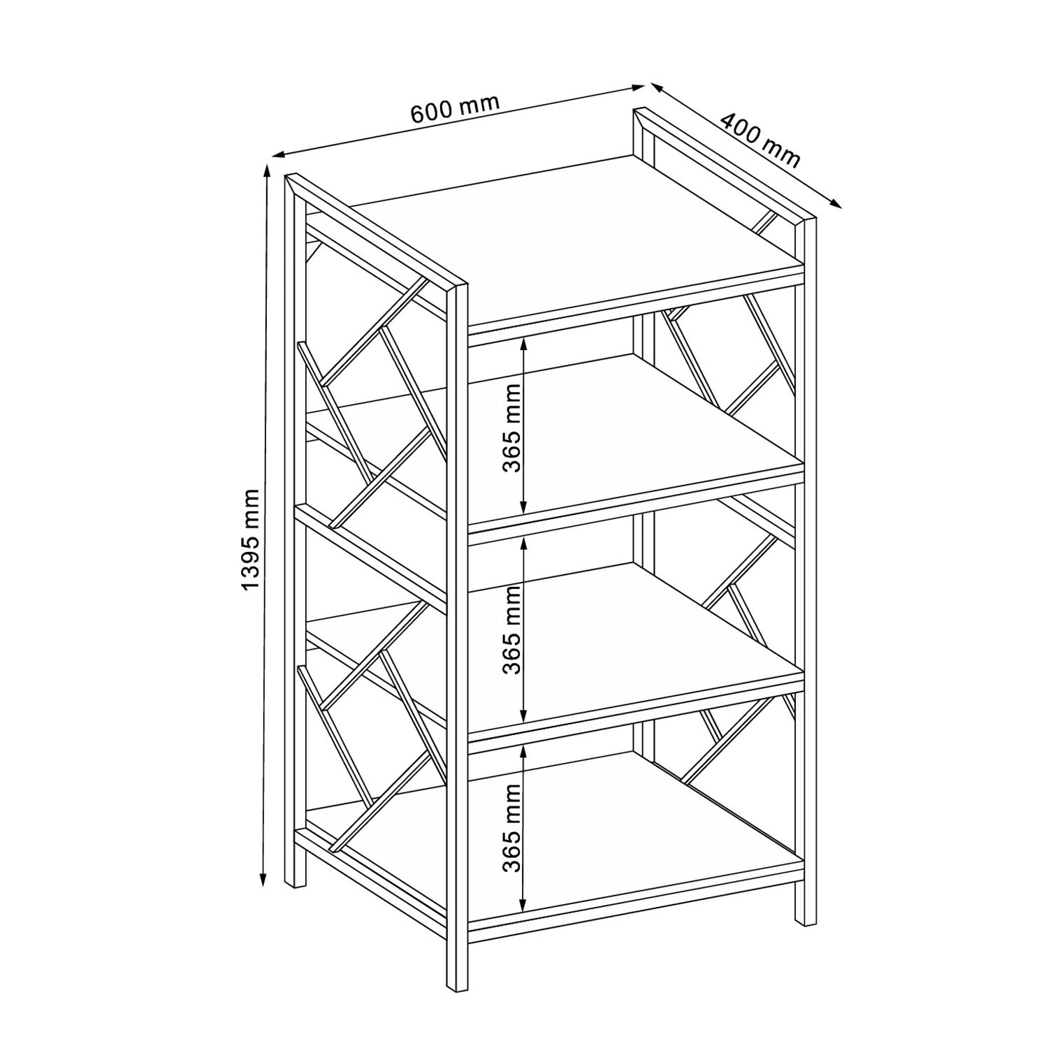 Riiul STUDY 60x40xH139,5cm, tamm