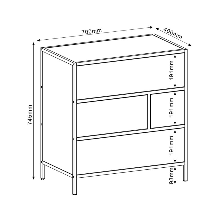 Kummut HEDVIG 70x40xH74,5cm, saar/must - Image 4