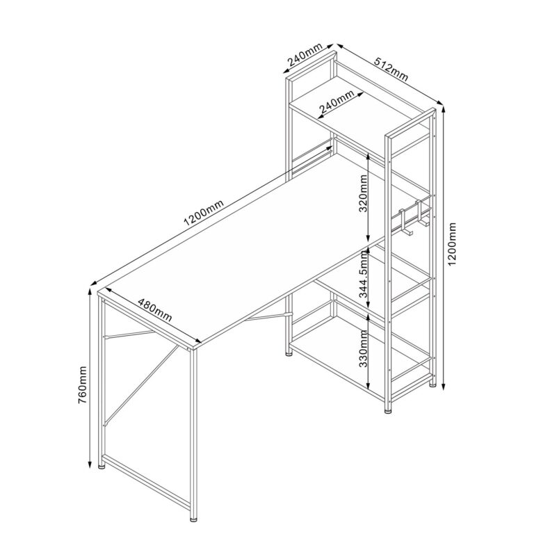 Kirjutuslaud STUDY 120x51xH120cm, tamm/pruun - Image 4