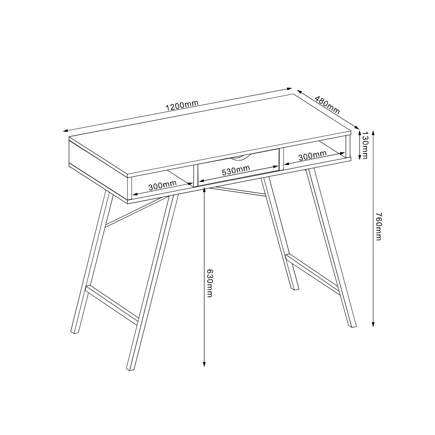 Kirjutuslaud STUDY 120x48xH76cm, tamm/pruun