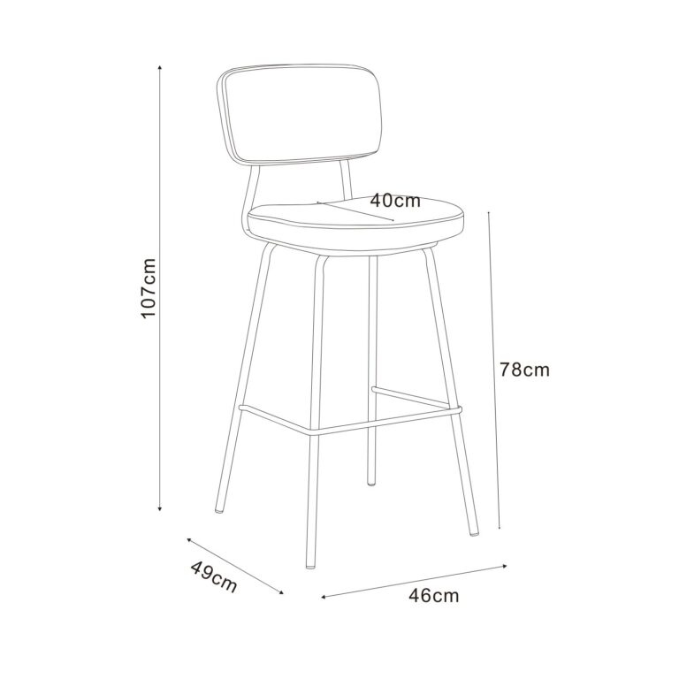 Baaritool KEIU 46x49xH107cm, vanaroosa velvet - Image 2