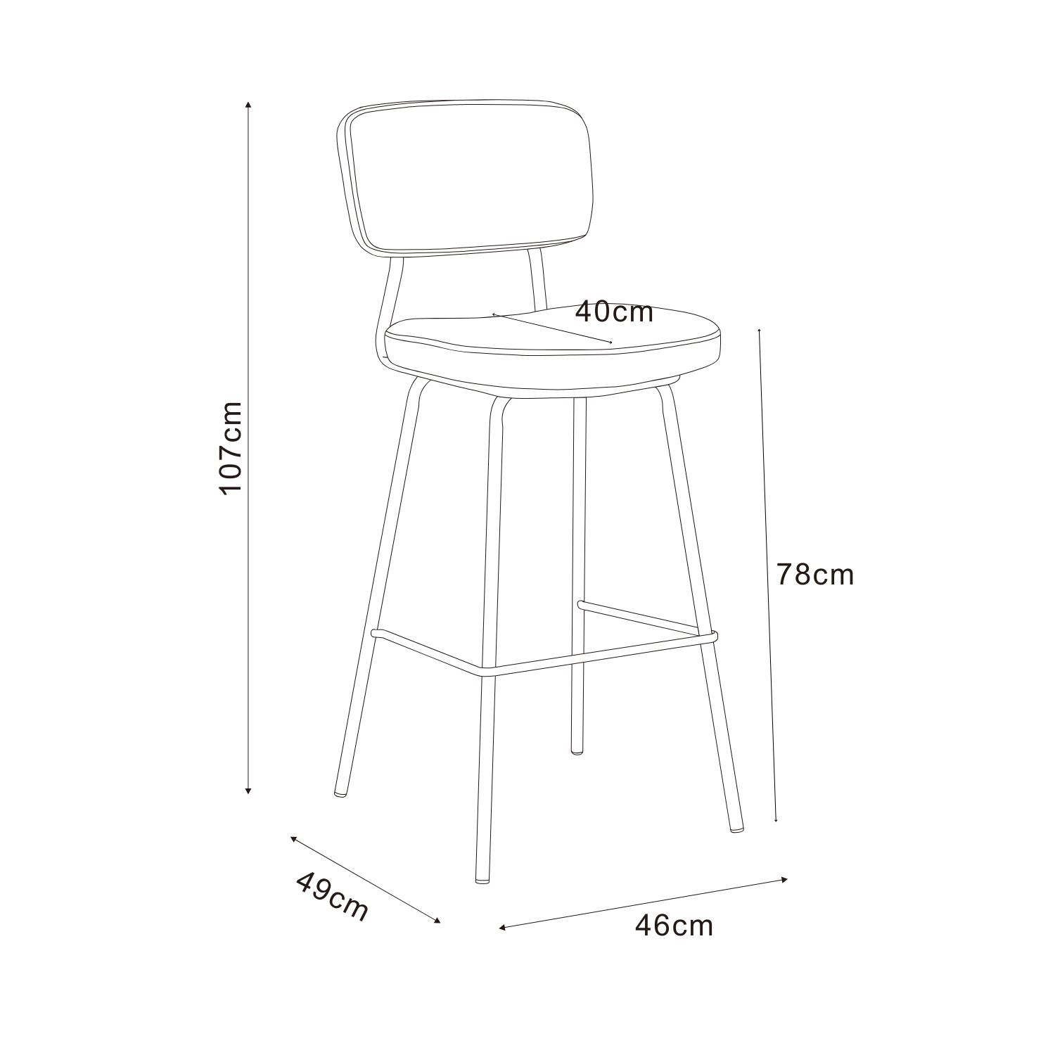 Baaritool KEIU 46x49xH107cm, vanaroosa velvet