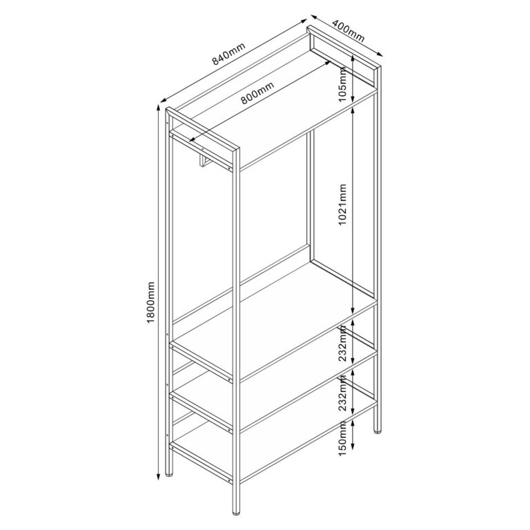Esikuriiul HANNES 84x40xH180cm, rustik melamiin - Image 3