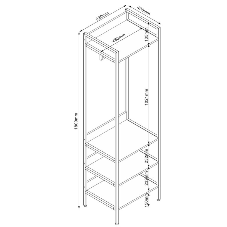 Esikuriiul HANNES 52x40xH180cm, rustik melamiin - Image 3