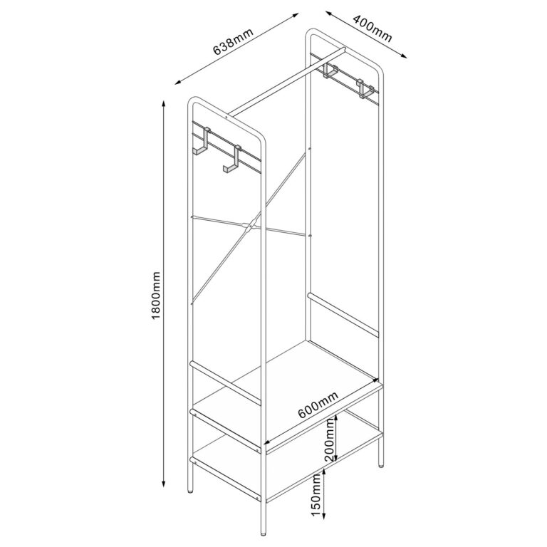 Esikuriiul HANNES 64x40xH180cm, rustik melamiin - Image 2