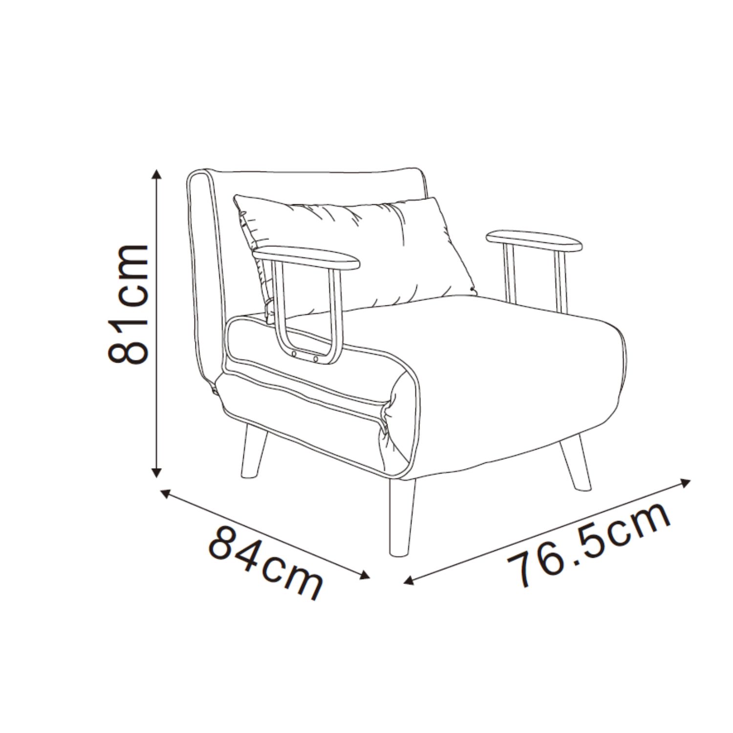 Tugitool-voodi HANNES 76,5x84xH81cm, hall