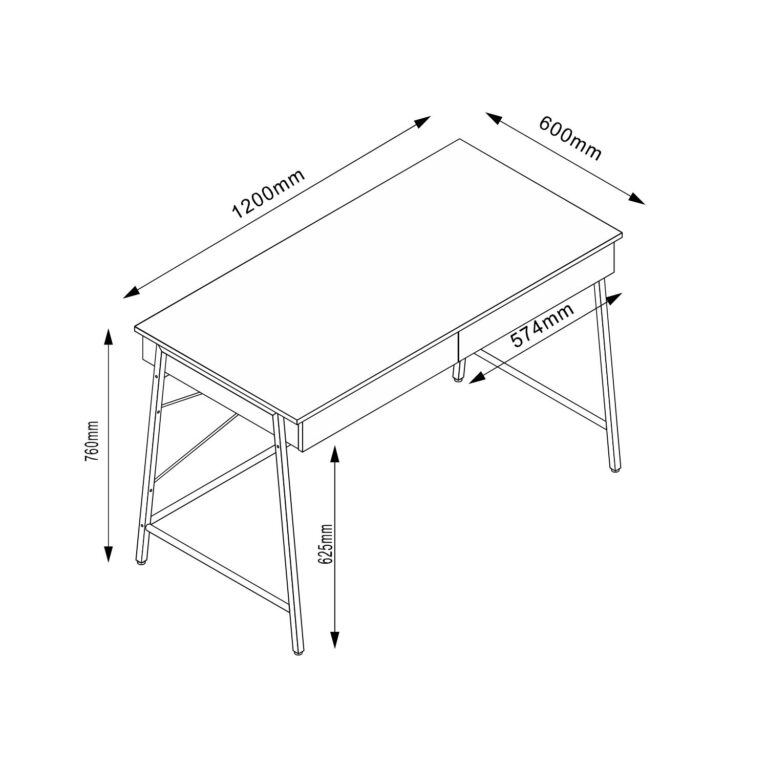 Kirjutuslaud HANNES 120x60xH76cm, rustik melamiin - Image 3