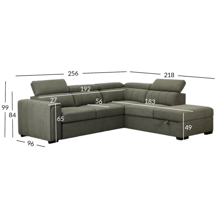 Nurgadiivanvoodi ODELIA-2 PN 263x227xH81/97cm, heleroheline - Image 4