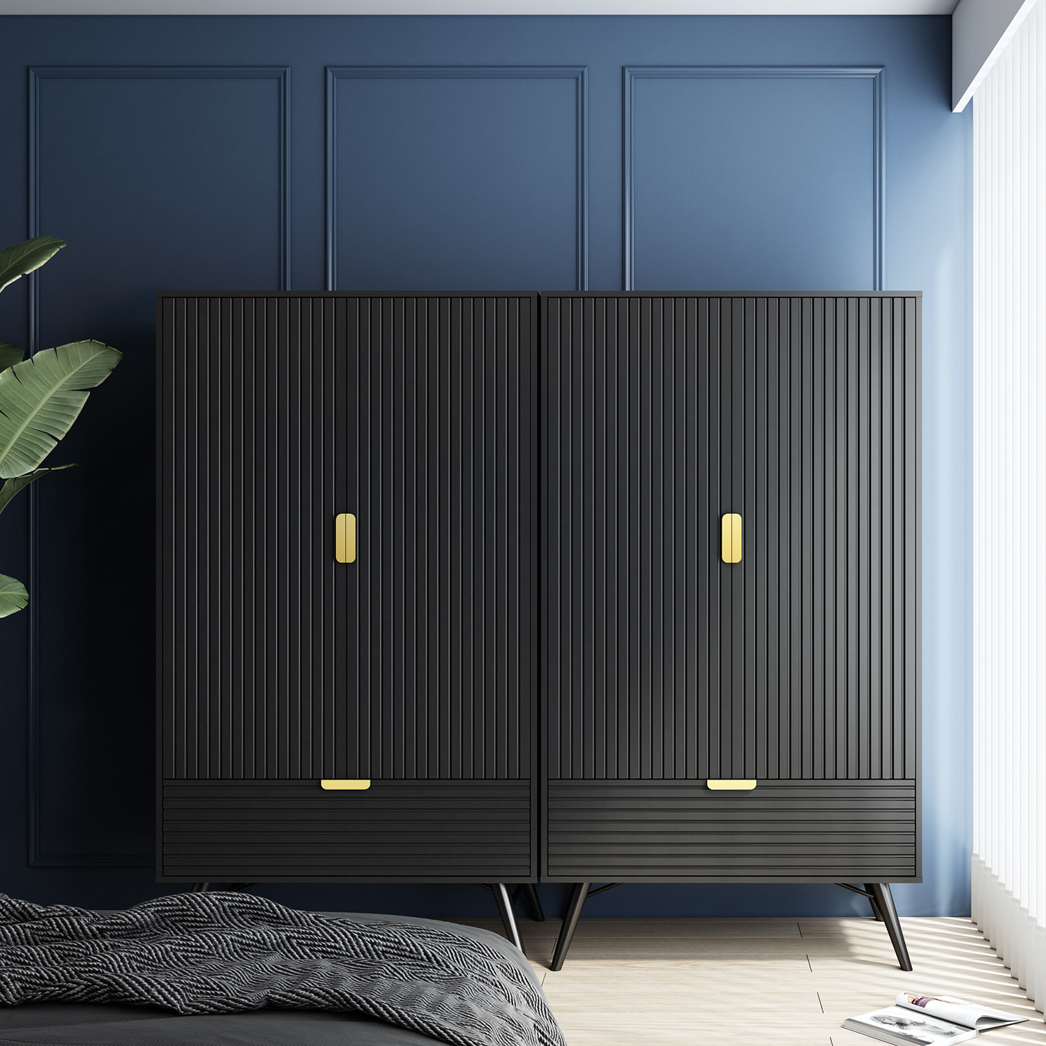 Riidekapp PIXAR 100x56xH175cm, must