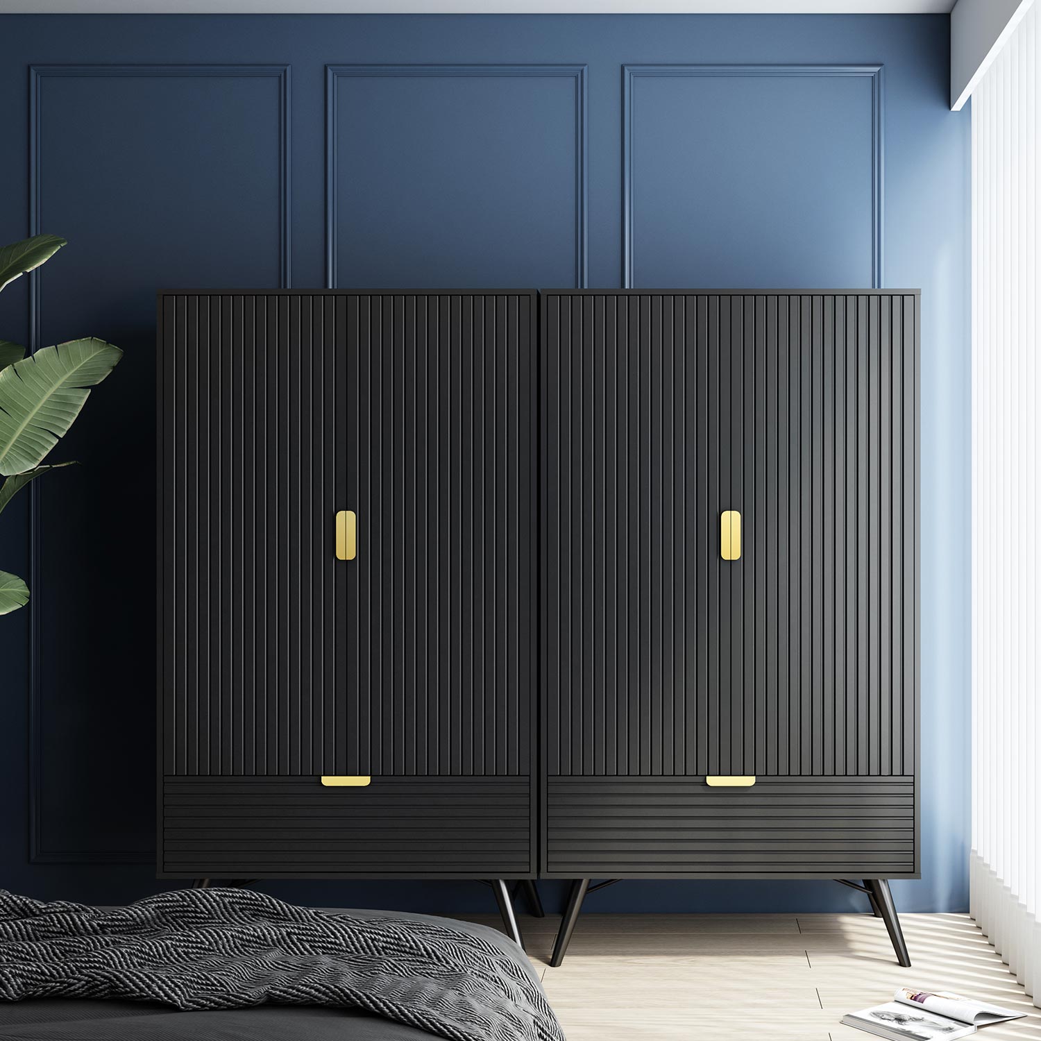 Riidekapp PIXAR 100x56xH175cm, must