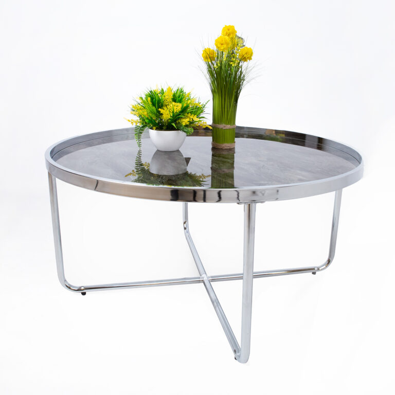 Diivanilaud ASTOR D80xH40cm, hall, klaas, terasjalad - Image 2