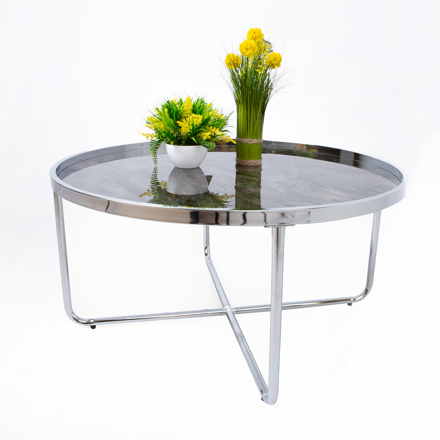 Diivanilaud ASTOR D80xH40cm, hall, klaas, terasjalad