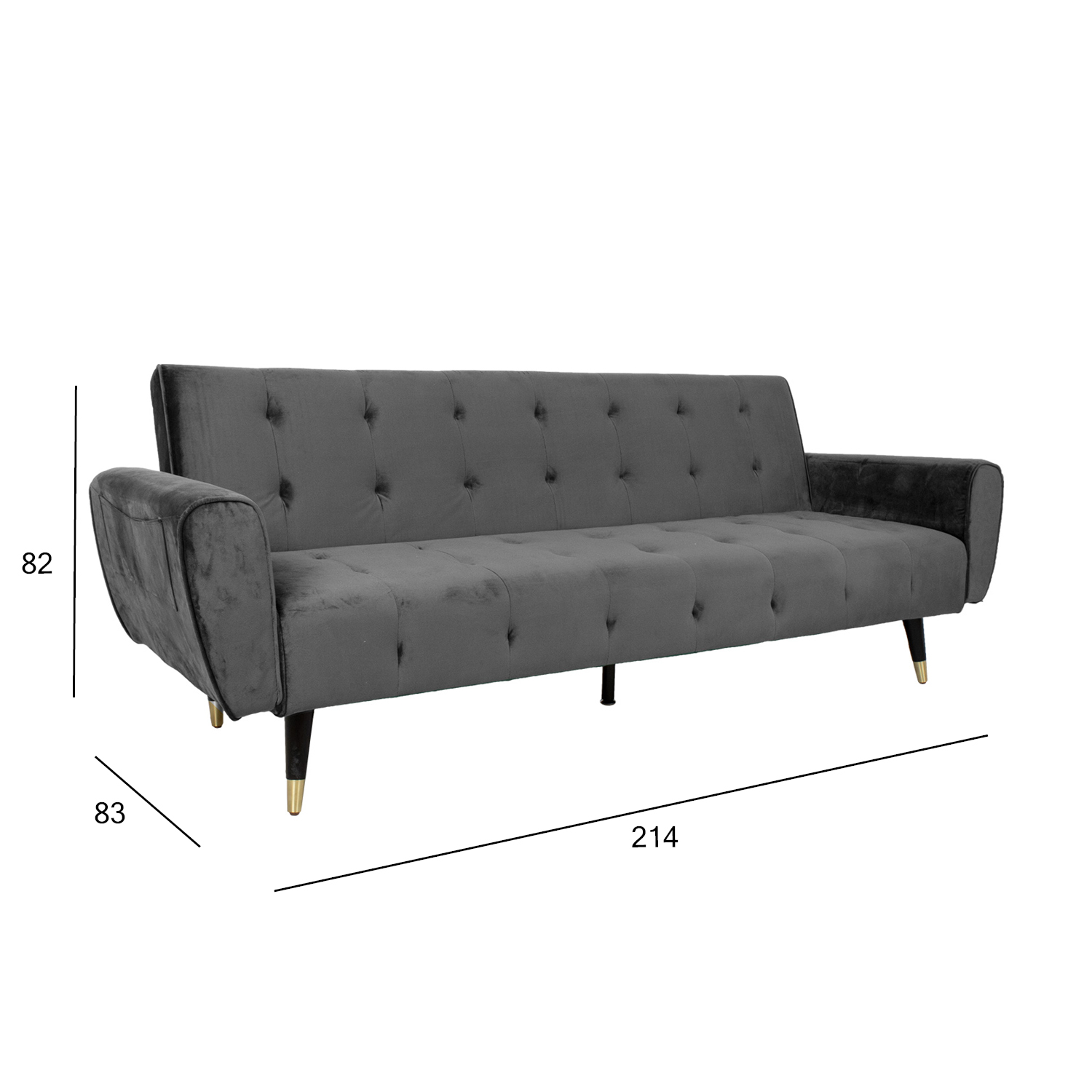 Diivanvoodi FALUN 214x83xH82cm, hall samet