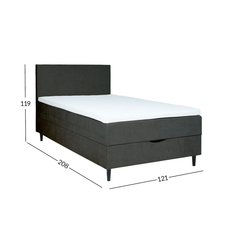 Kontinentaalvoodi LAARA 120x200cm, tumehall, 121x208xH119cm - Image 10