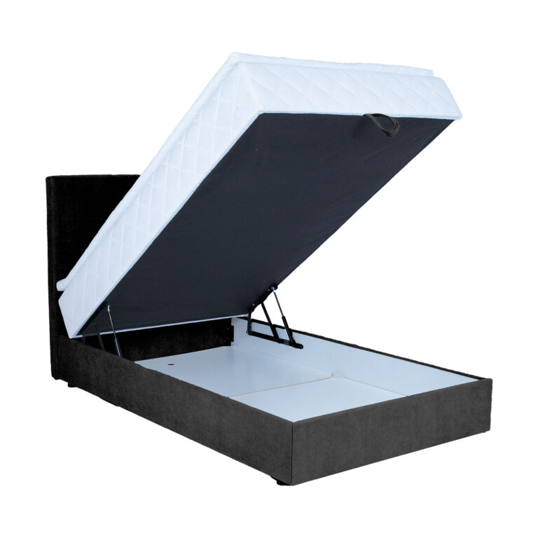 Kontinentaalvoodi LEVI 90x200cm, madratsiga, tumehall, 93x210xH114,5cm - Image 3