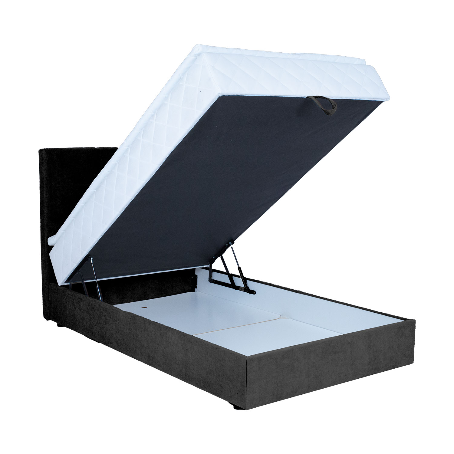 Kontinentaalvoodi LEVI 90x200cm, madratsiga, tumehall, 93x210xH114,5cm