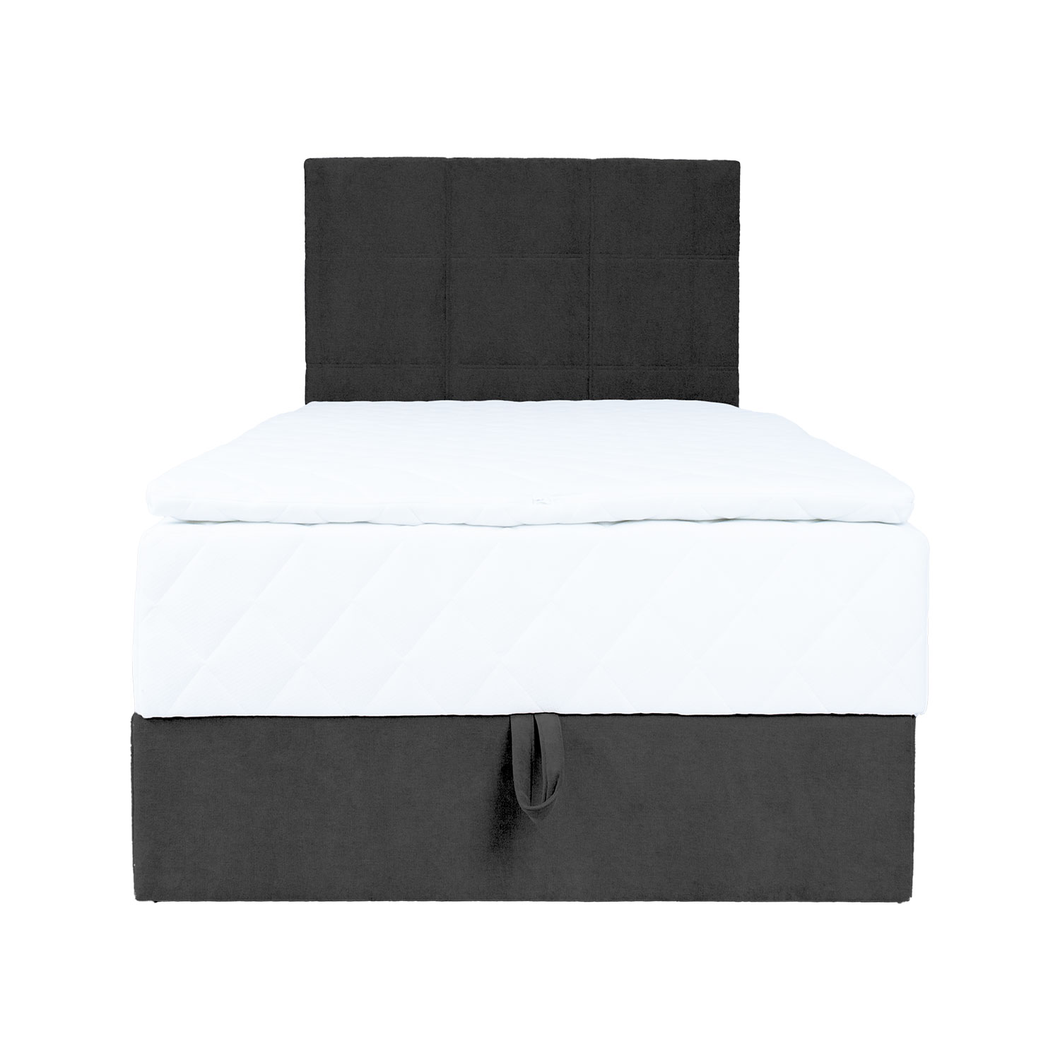 Kontinentaalvoodi LEVI 90x200cm, madratsiga, tumehall, 93x210xH114,5cm