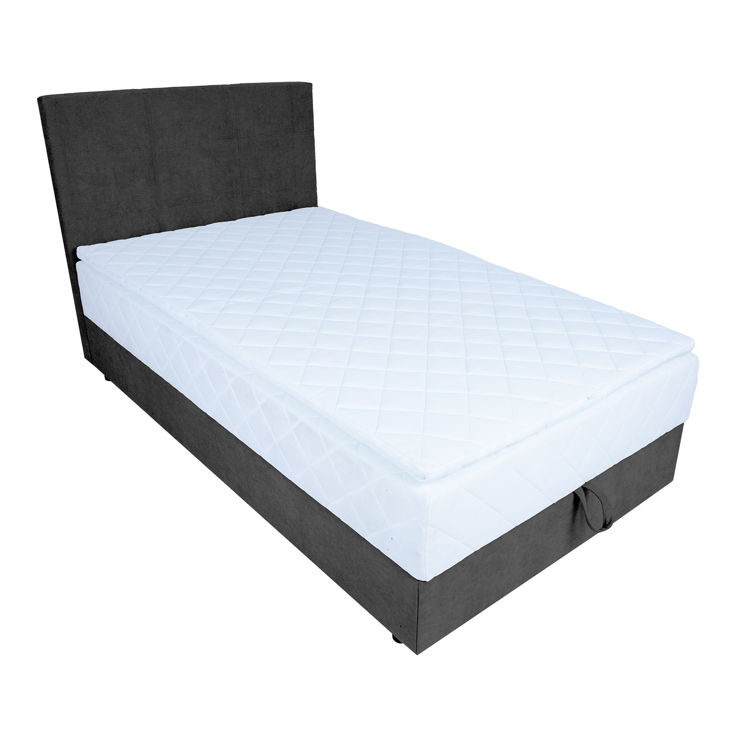 Kontinentaalvoodi LEVI 90x200cm, madratsiga, tumehall, 93x210xH114,5cm