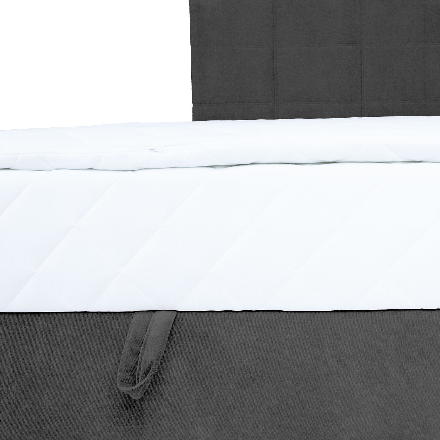 Kontinentaalvoodi LEVI 90x200cm, madratsiga, tumehall, 93x210xH114,5cm