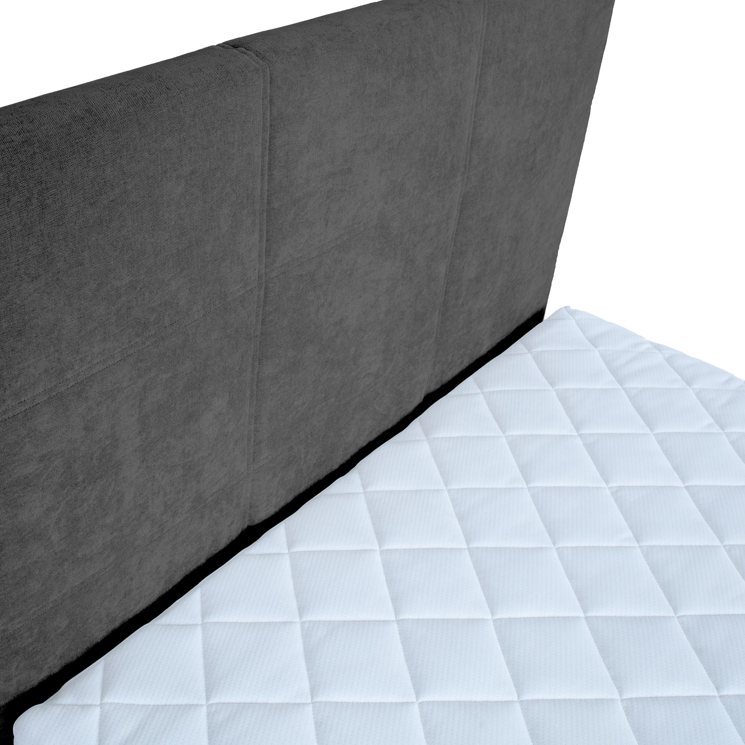 Kontinentaalvoodi LEVI 90x200cm, madratsiga, tumehall, 93x210xH114,5cm