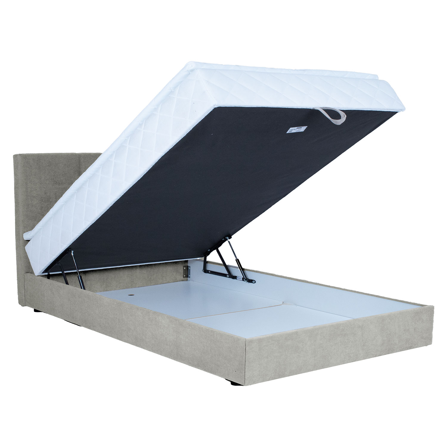 Kontinentaalvoodi LEVI 140x200cm, madratsiga, tumebeež, 143x210xH114,5cm