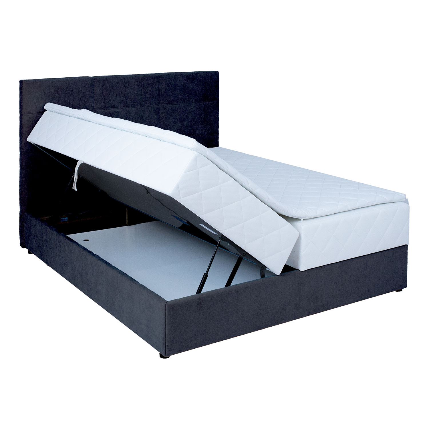 Kontinentaalvoodi LEVI 160x200cm, madratsiga, tumehall, 163x210xH114,5cm