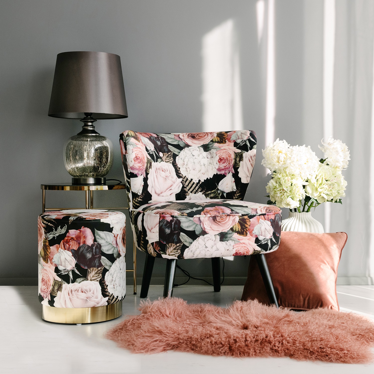 Tugitool LA PERLA, 63x73xH76cm, kattematerjal: samet kangas, värv: lilleline - Image 5