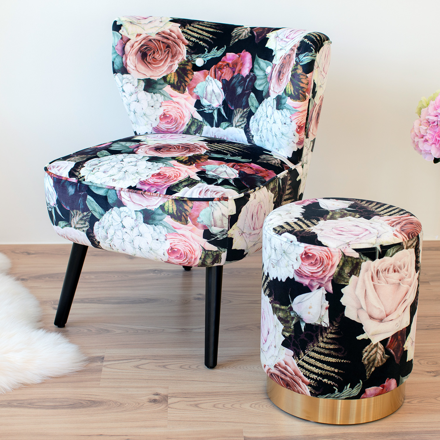 Tugitool LA PERLA, 63x73xH76cm, kattematerjal: samet kangas, värv: lilleline - Image 7