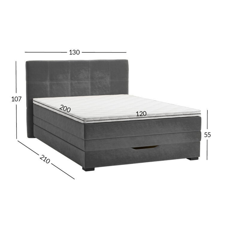 Kontinentaalvoodi JEEP 120x200cm, hall - Image 3