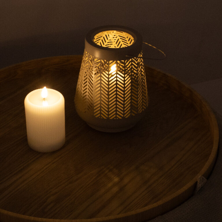 LED-latern WINGS GLENN D15xH18cm beež, taimer 6h - Image 2