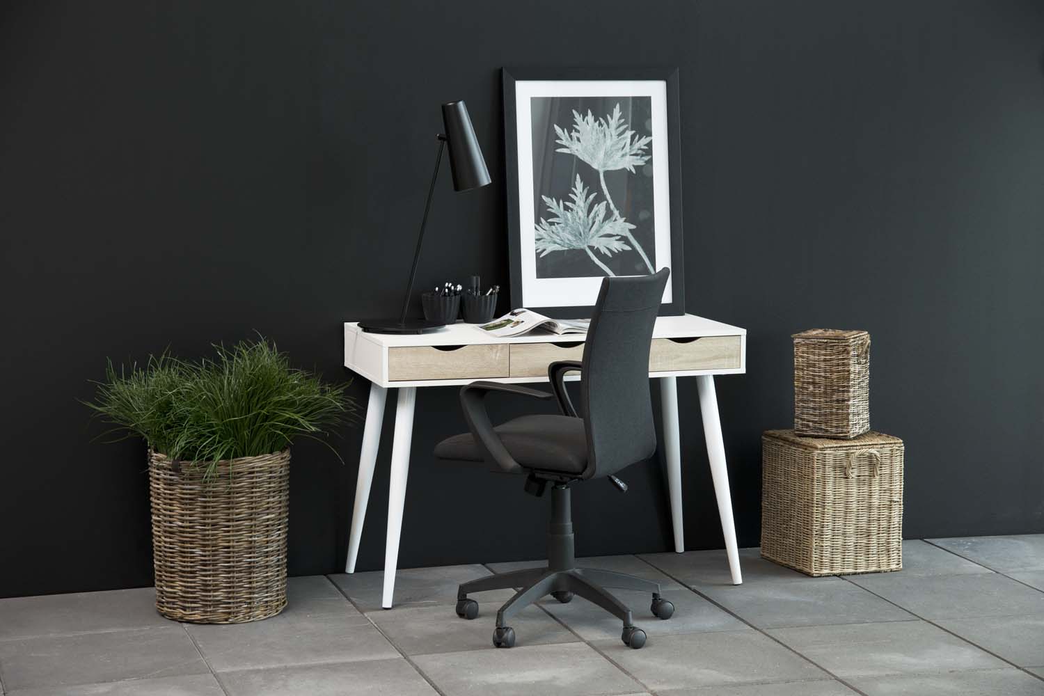 Kirjutuslaud NEPTUN 110x50xH77cm, valge/tamm, melamiinplaat, metall - Image 9