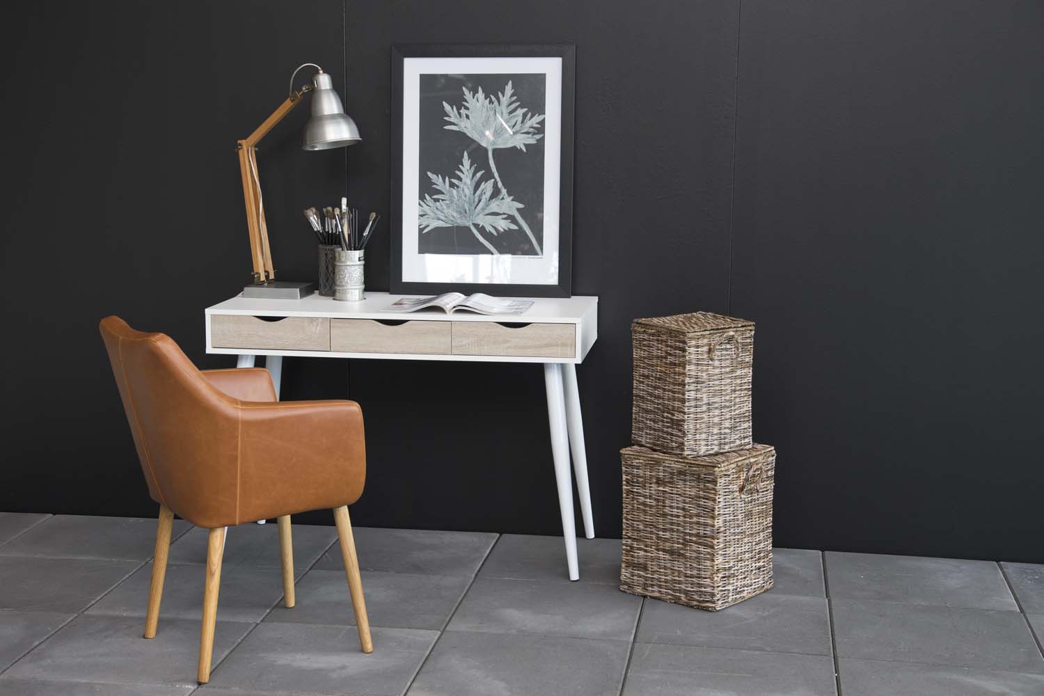 Kirjutuslaud NEPTUN 110x50xH77cm, valge/tamm, melamiinplaat, metall - Image 10