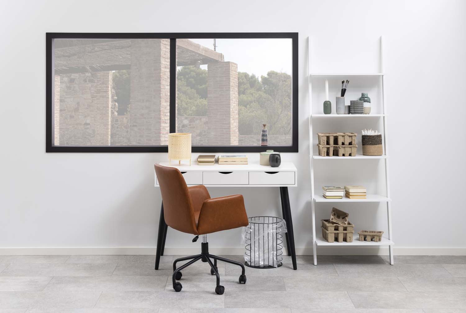 Kirjutuslaud NEPTUN 110x50xH77cm, valge/must, melamiinplaat, metall - Image 6