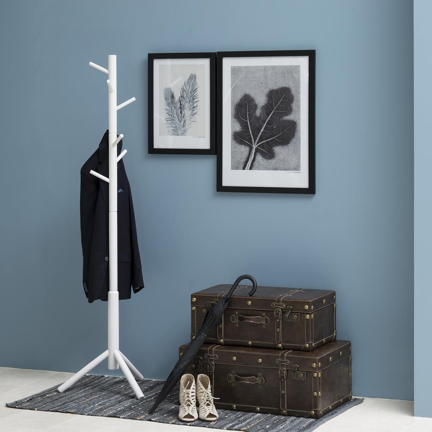 Põrandanagi BREMEN 51x45xH176cm, 8-nagi, valge, materjal: puit, viimistlus: lakitud - Image 2