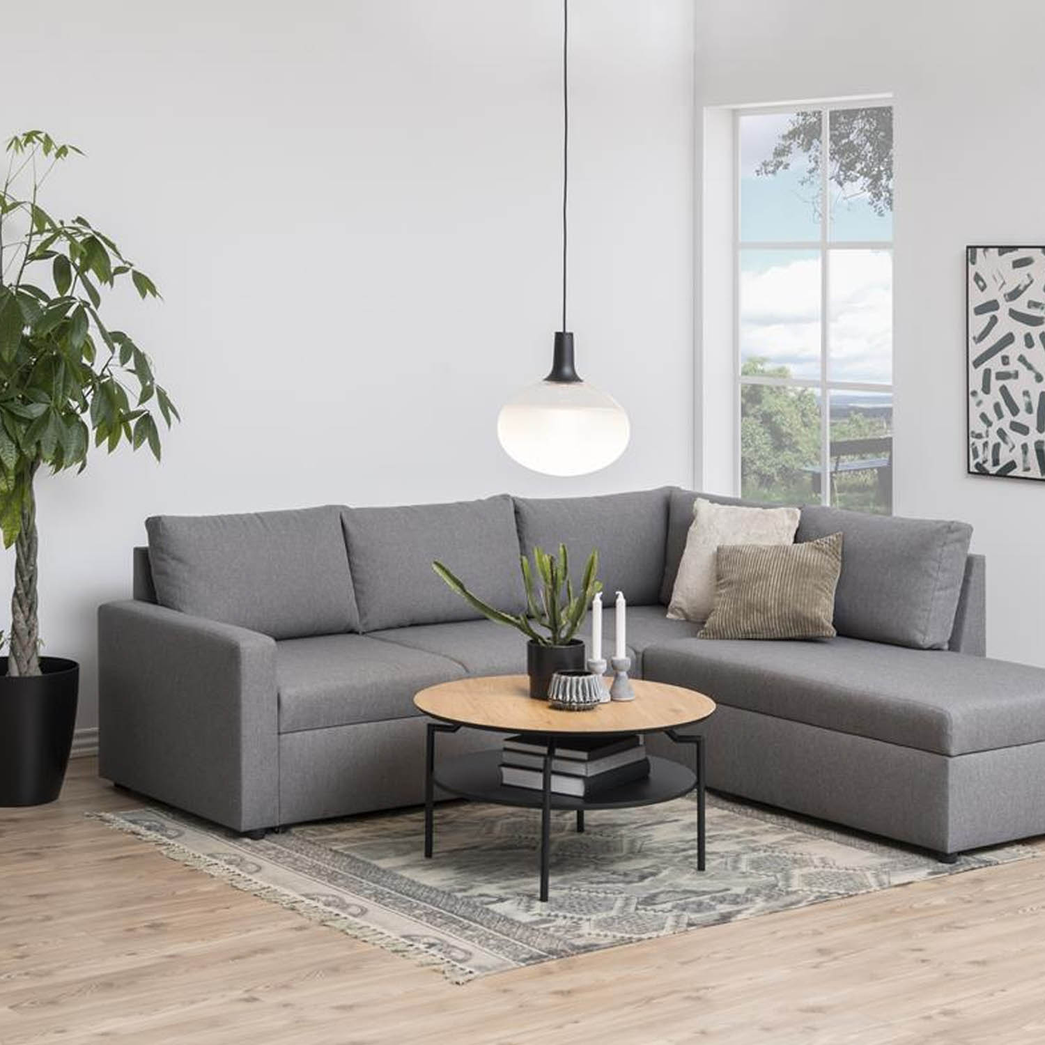 Diivanilaud GOLDINGTON D80xH45cm, tamm/must, mööbliplaat, MDF, metall