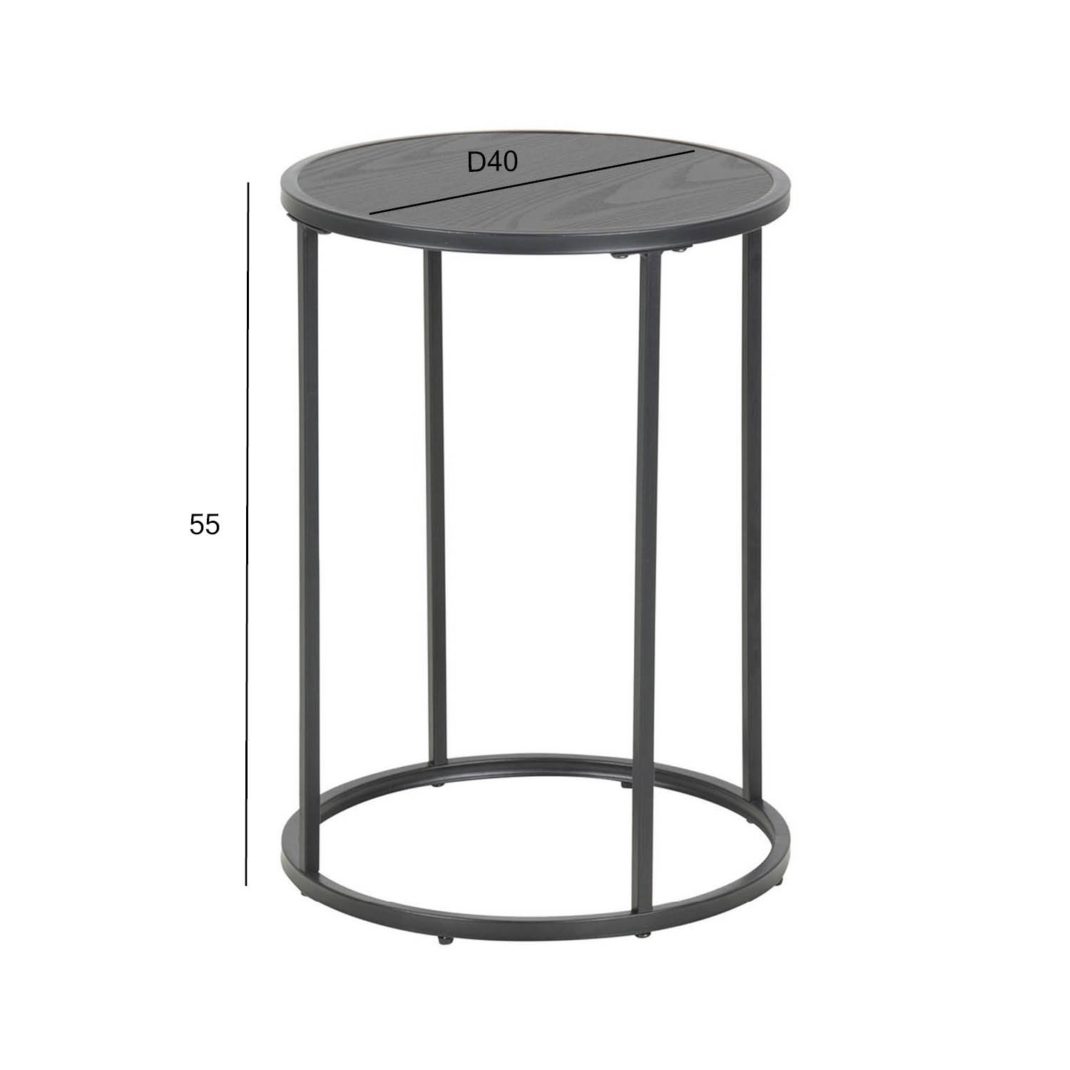 Abilaud SEAFORD D40xH55cm, must saare melamiin, raam: must metall - Image 2