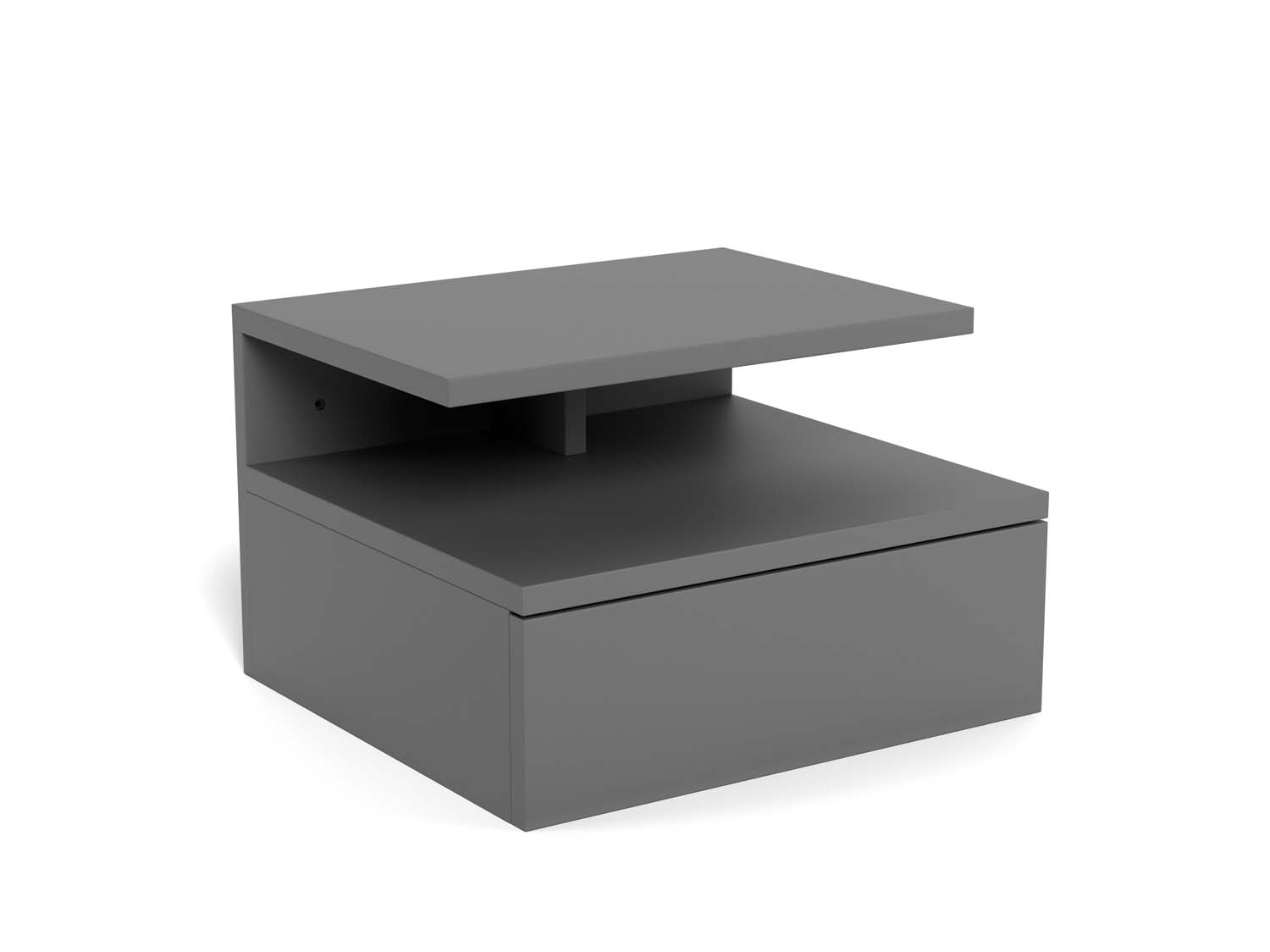 Öökapp ASHLAN 35x32xH22,5cm, riiuliga ja sahtliga, seinakinnitusega, materjal: puit, värvus:helehall, viimistlus: lakitu