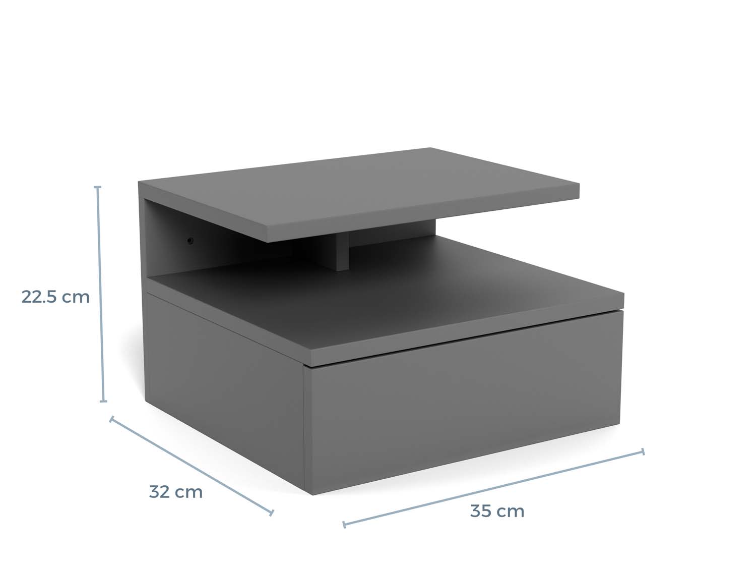 Öökapp ASHLAN 35x32xH22,5cm, riiuliga ja sahtliga, seinakinnitusega, materjal: puit, värvus:helehall, viimistlus: lakitu - Image 2