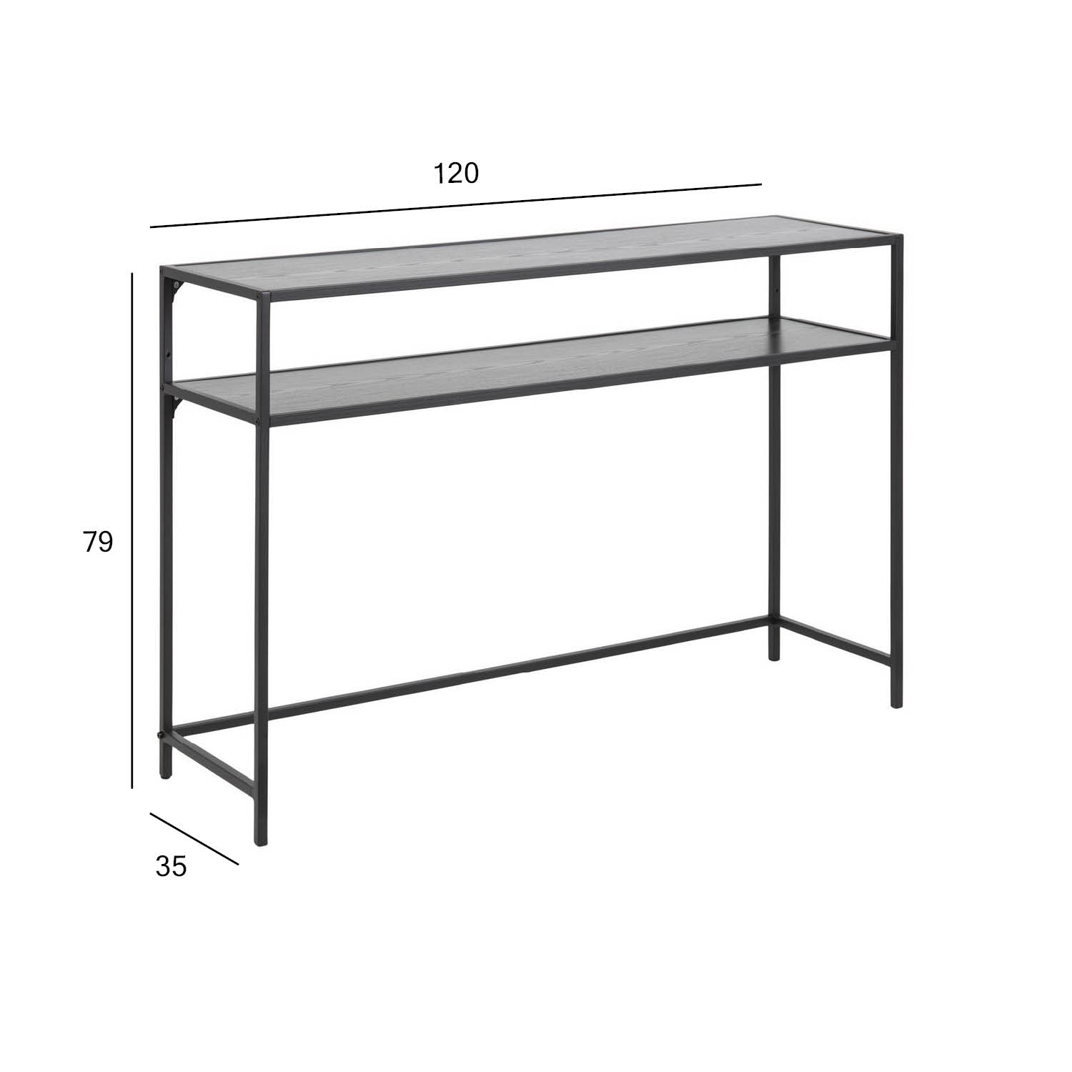 Abilaud SEAFORD 120x35xH79cm, lauaplaat: must saare melamiin, raam: metall - Image 2
