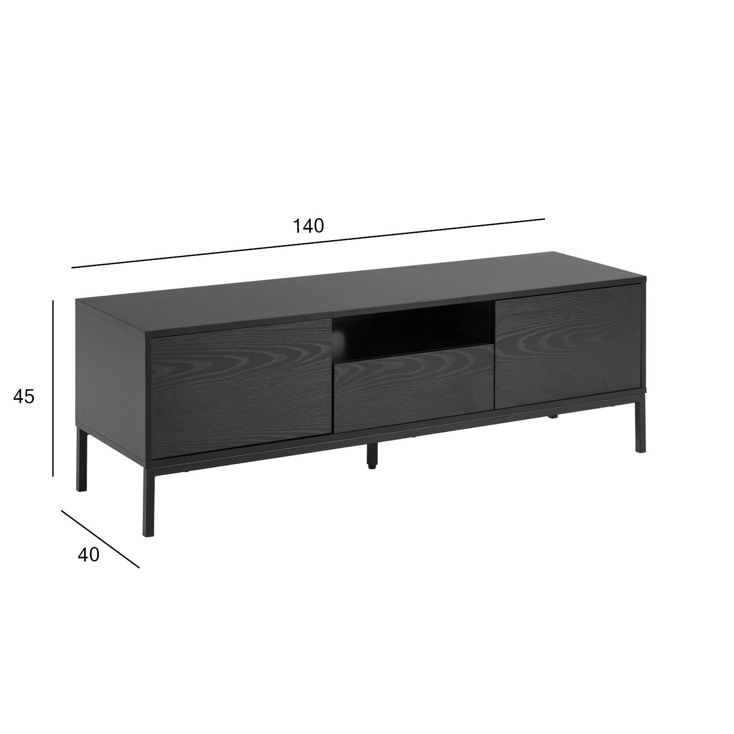 TV-laud SEAFORD, 140x40xH45cm, 1 sahtliga, must - Image 4