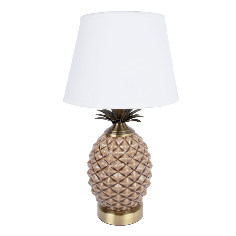Laualamp ANANAS H45cm, kuppel: valge, jalg: pruun keraamika