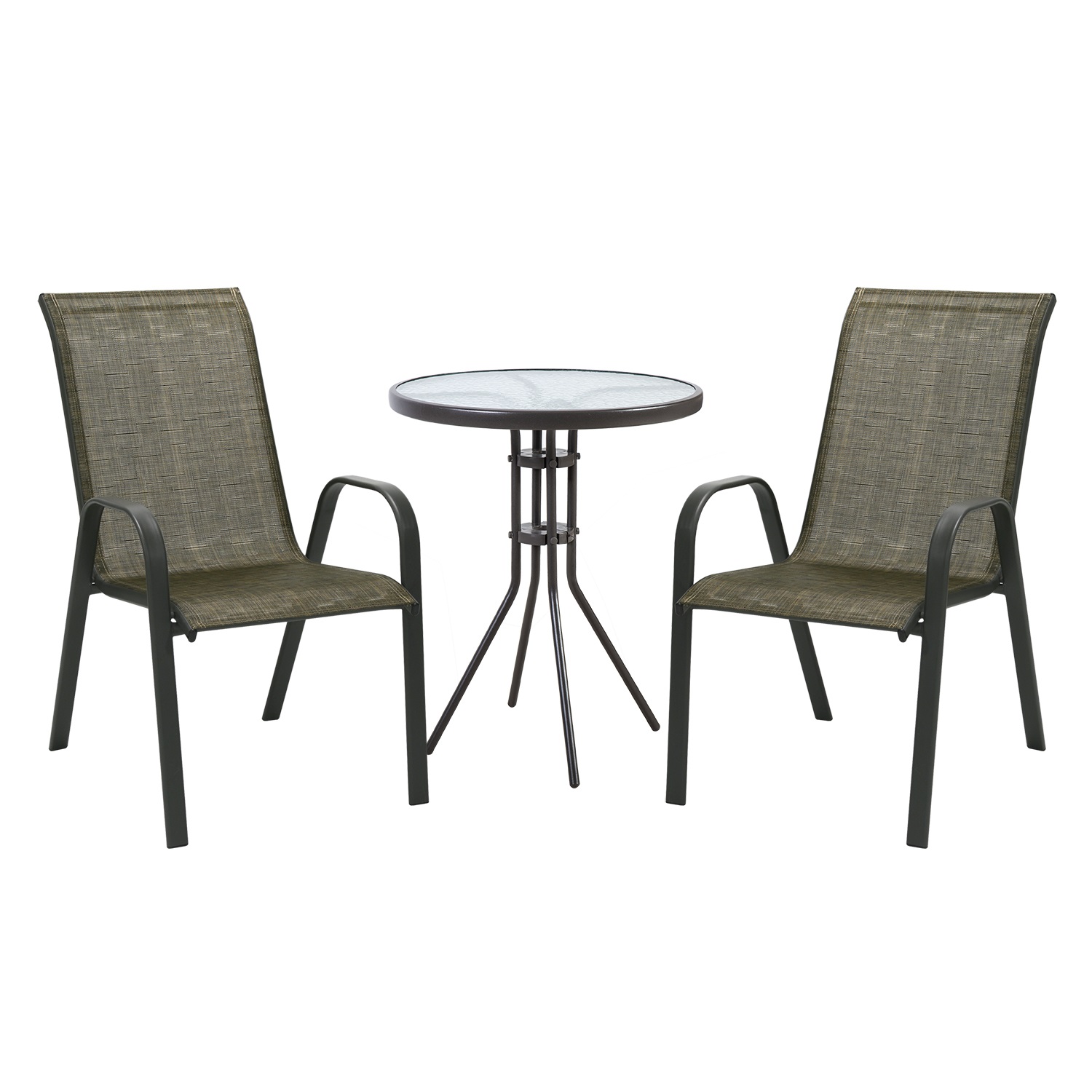 Aiamööblikomplekt DUBLIN laud ja 2 tooli, kuldpruun