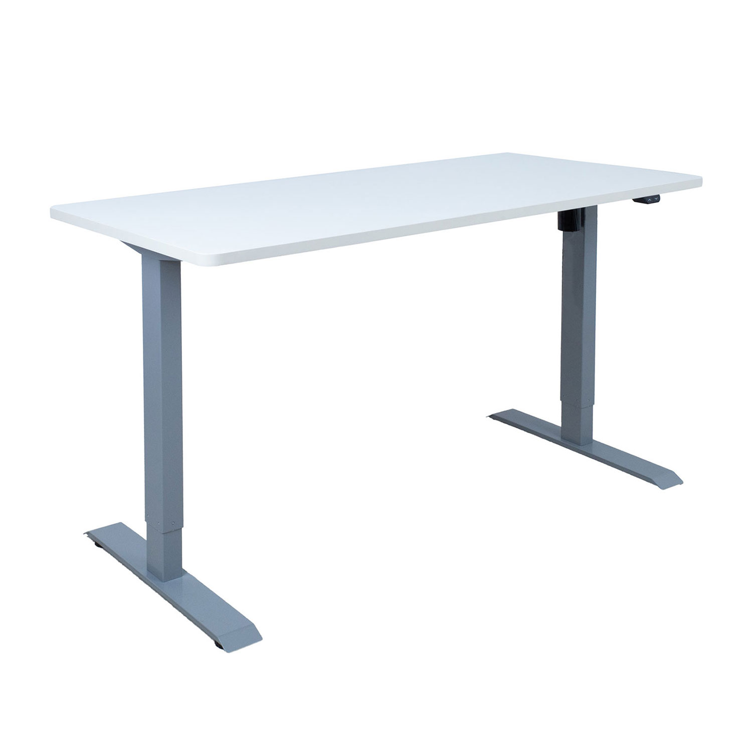 Töölaud ERGO 1-mootoriga 140x70xH71-121cm, valge/hõbehall