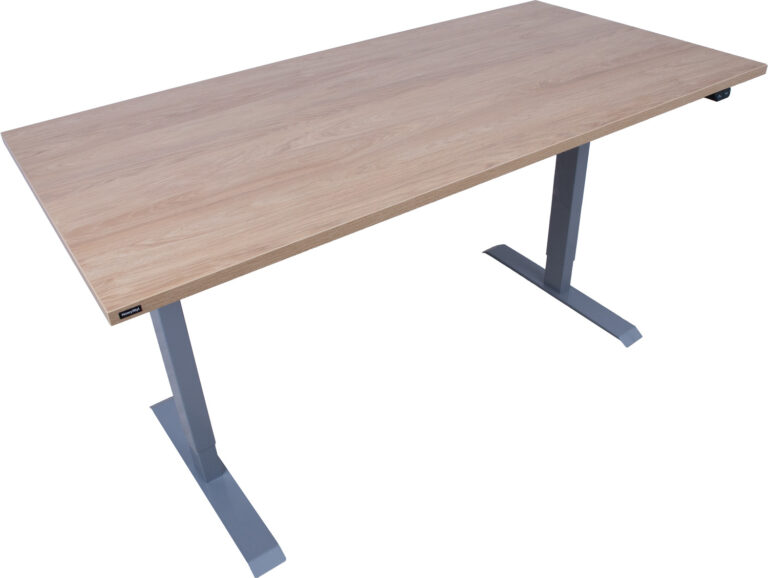 Töölaud ERGO 1-mootoriga 160x80xH71-121cm, hikkoripuu/hõbehall - Image 3